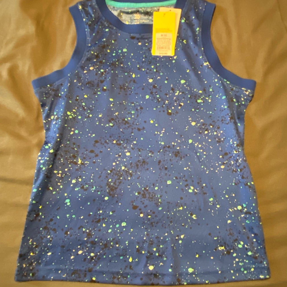 All In Motion - Boys Medium (8) Blue Tank Top (splatter pattern) - NWT